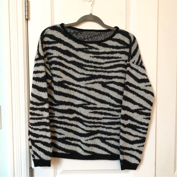 Elsamanda Wool Mohair Zebra Animal Print Knit Sweater - Picture 2 of 5